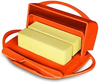Butterie Flip-Top Butter Dish with Matching Spreader (Orange)