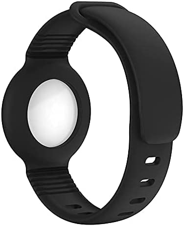 (2 Pack) Kids / Adults Anti-Lost Bracelet for AirTag, iZi Way Soft Silicone Wristband Watch Band Protective Case Cover Holder for Apple Air Tag Tracker - Black