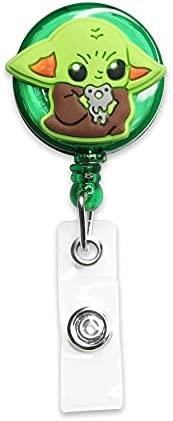 4Pcs Cute Retractable ID Badge Reel, Rubber Plastic Holder Badge Reels Clip for Nurse