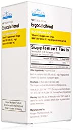 Vitamin D2 Liquid Drops as Ergocalciferol, Faster Absorption, 400iu Vitamin D2 8,000 USP, 1,200 Servings, 60ml - 2 fl.oz.