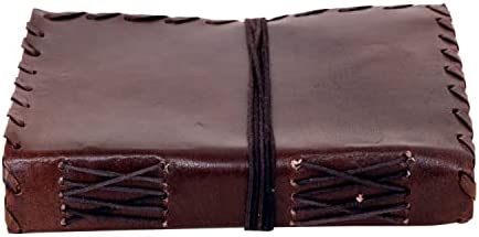 KK's leather journal Writing Notebook Vintage 7" & 6" inch Antique refillable paper notebooks Brown Leather White Plan Paper Notebooks Handmade Leather Bound Daily Notepad For Men Women (DARK BROWN)