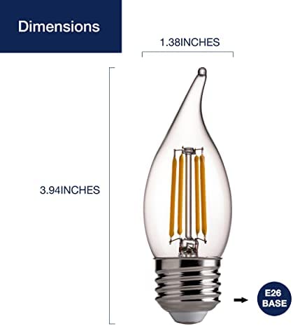 FLSNT 60 Watts Equivalent LED Chandelier Light Bulbs, Dimmable CA11 LED E26 Base Candelabra Bulbs, 2700K Soft White, 12 Pack