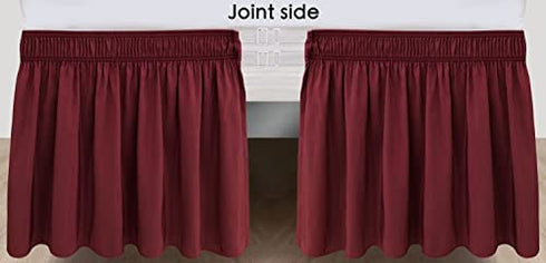 Biscaynebay Wrap Around Bed Skirts for King & Cal King Beds 15 Inches Drop, Burgundy Elastic Dust Ruffles Easy Fit Wrinkle & Fade Resistant Silky Luxurious Fabric Solid Machine Washable