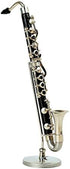 Dselvgvu Miniature Bass Clarinet with Stand and Case Mini Musical Instrument Mini Bass Clarinet Miniature Dollhouse Model Christmas Ornament (5.12")