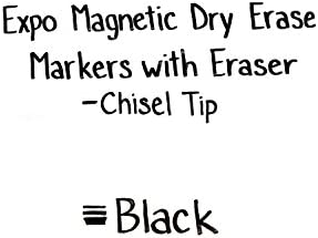 EXPO Magnetic Dry Erase Markers with Eraser, Chisel Tip, Black, 4-Count