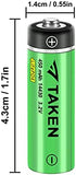 Taken 14430 3.2 Volt Rechargeable Solar Battery, 3.2V 450mAh 14430 LiFePO4 Rechargeable Battery for Solar Panel Outdoor Garden Lights (NOT AA Battery) - 8 Pack