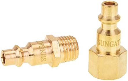 Air Coupler and Plug Kit, SUNGATOR Solid Brass Quick Connector Set, 1/4" Industrial NPT Air Compressor Accessories (8-Piece)
