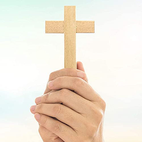 24 Pieces Natural Wooden Cross Wood Cross Pendants Mini Cross Beads for DIY Crafts Jewelry Making (Wood Color)
