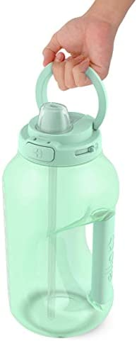 Ello Hydra Half Gallon Jug with Time Marker & Handle for All Day Hydration & Silicone Straw with Locking, Leak Proof Lid BPA Free, Yucca, 64oz