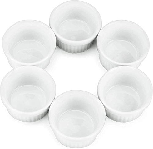 Kÿchen Mini Ramekins 1 oz. 30 ml|Microwave & Oven Safe, Porcelain Souffle Dish, Dipping Sauce, & Small Dessert Cups| 6 Count