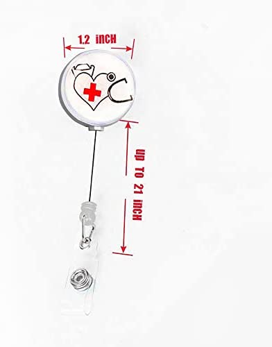 8PCS Nurse Badge Reel Holder Retractable Nursing ID Badge Reels Cute for Nurses Doctor Medical Health Hospital Office Worker Gifts
