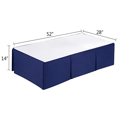 TILLYOU Navy Pleated Crib Bed Skirt for Baby Boys Girls, 100% Natural Soft Dust Ruffle, Standard Nursery Bedding Toddler Bedskirt Solid, 14" Drop