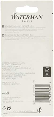 Waterman Fountain Pen Cartridges, Black, 8-Pack (52021W)