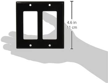 Leviton 80409-E 2-Gang Decora/GFCI Device Decora Wallplate, Standard Size, Thermoset, Device Mount, Black, 25-Pack