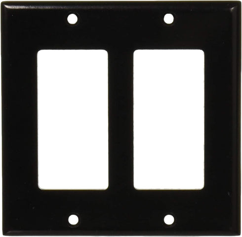 Leviton 80409-E 2-Gang Decora/GFCI Device Decora Wallplate, Standard Size, Thermoset, Device Mount, Black, 25-Pack