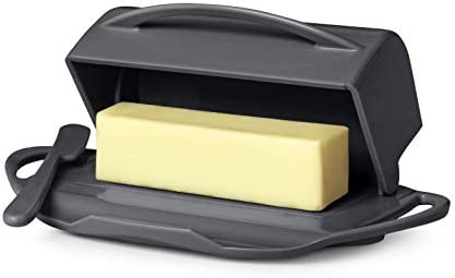 Butterie Flip-Top Butter Dish with Matching Spreader (Grey)