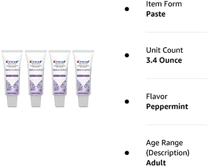 Crest 3D White Brilliance Advanced Whitening Travel Size Toothpaste, .85 oz. (Pack of 4)