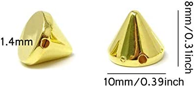 Honbay 100PCS Acrylic Punk Bullet Rivets Cone Spike Studs Beads, Sew on or Glue on (Gold)