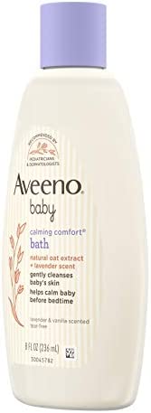 Aveeno Baby Calming Comfort Bath & Wash with Relaxing Lavender & Vanilla Scents & Natural Oat Extract, Hypoallergenic & Tear-Free Formula, Paraben-, Phthalate- & Soap-Free, 8 fl. oz