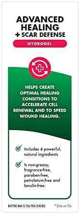 Bactine Max Advanced Healing + Scar Defense Hydrogel, Faster Healing, Reduces Appearance of Scars and First Aid Infection Protection, 0.75oz
