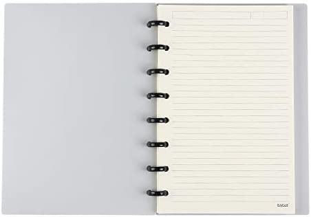 Eagle Discbound Notebook, Customizable Notebook, Junior Size, Poly Cover, 60 Sheets Ruled/Lined Pages (Grey)