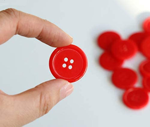 GANSSIA 1 Inch (25mm) Red Color Buttons for Sewing Flatback Button Crafting DIY Scrapbooking Pack of 50