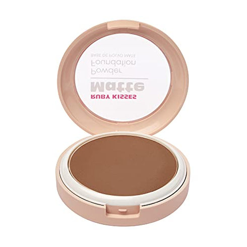Ruby Kisses Powder Foundation Full Coverage Matte Foundation Long Lasting Face Makeup 0.35 oz. (Honey Brown)