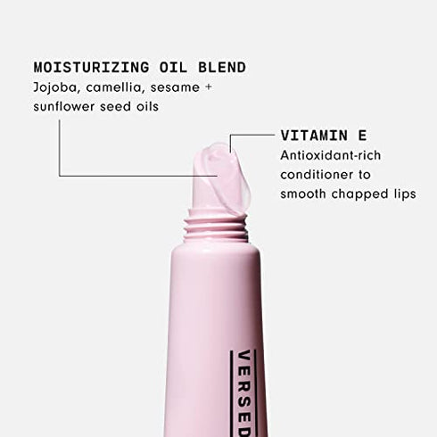 Versed Silk Slip Conditioning Lip Oil, Clear - Lip Balm + Gloss Alternative with Jojoba Oil + Vitamin E - Long-Lasting Lip Moisturizer to Soften + Smooth Dry, Chapped Lips - Vegan (0.3 oz)