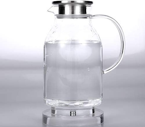 68 Ounces Glass Pitcher with Lid, Heat-resistant Water Jug for Hot/Cold Water, Ice Tea and Juice Beverage