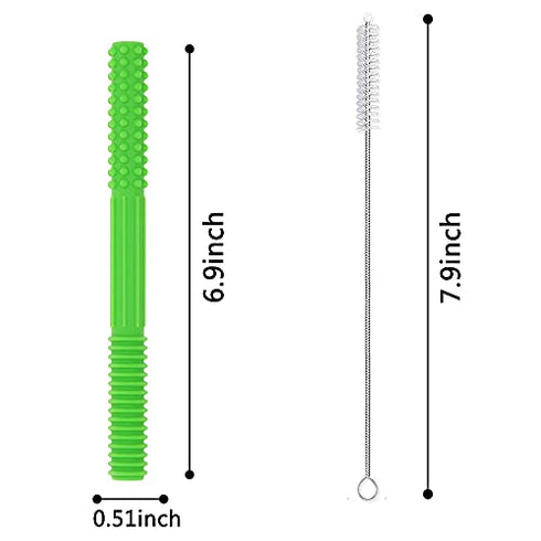 3 Pack Sensory Teething Tubes Soft Silicone Teether Toy for Babies with Autism,Biting,Chewing,Oral Motor Needs,Chew Stick for Infant Toddlers Kids