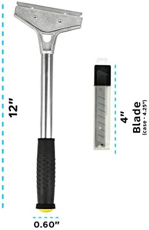 Alpine Industries 4-Inch Industrial Floor Scraper Comfort-Grip Razor Blades & Floor Stripper | Includes 10 Replacement Razor Blades | Scraper Tool for Windows, Walls, Floors & More