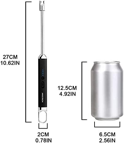 ARECTECH Lighter Electric Lighter Arc Candle Lighter Flameless Rechargeable Lighter USB Long Lighters for Candle Cooking BBQs Fireworks Black