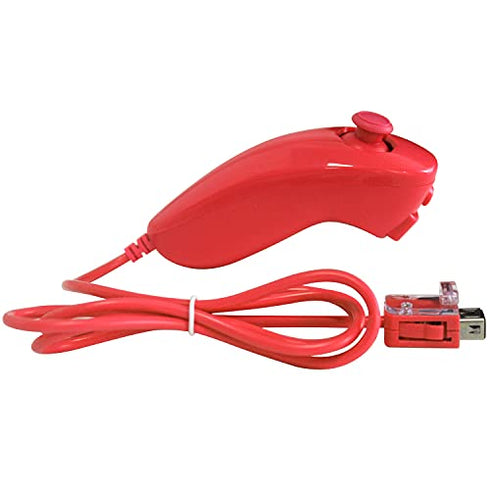 OSTENT Motion Based Wired Nunchuck Controller for Nintendo Wii Console Video Game (Red)