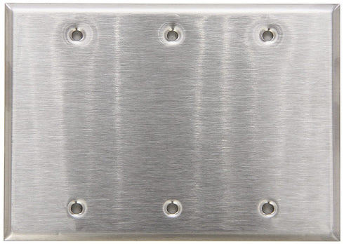 Morris 83330 430 Wall Plate, Blank, 3 Gang, Stainless Steel