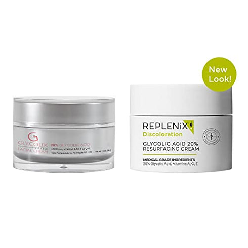 Replenix - Glycolix Elite Glycolic Acid Resurfacing Cream - Vitamins C, Brightening, Dark Spot Corrector, Reduces Appearance of Pores, 1.7 oz.