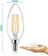 Ascher E12 Candelabra LED Light Bulbs 60 Watt Equivalent, 550 Lumen, Warm White 2700K, Clear LED Filament Candle Bulbs, Non-Dimmable, Pack of 5