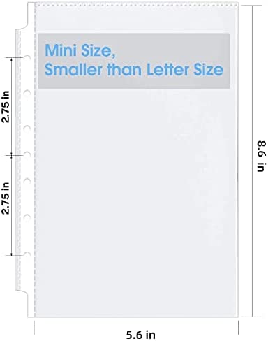 KTRIO Heavyweight Sheet Protectors for Mini 3 Ring Binder Clear Page Protector, 5.5 x 8.5 inch Plastic Sleeves for Small Binders, Paper Protector 7 Hole Top Loading, 60 Pack