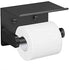 VAEHOLD Self Adhesive Toilet Paper Holder with Phone Shelf SUS 304 Stainless Steel Wall Mounted Toilet Paper Roll Holder - Rustproof and Bathroom Washroom Tissue Roll Holder with Shelf - Black