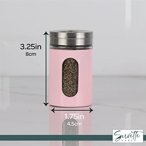 Light Pink Salt Pepper Shakers Retro Spice Jars Glass - Set of 2