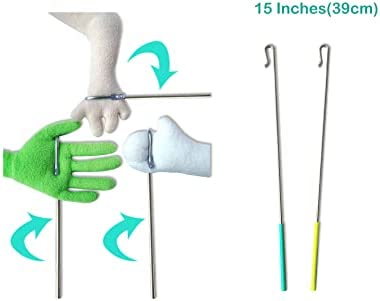 Rodayna 15" Arm Control Rod Stick Accessory for Hand Puppets Ventriloquist Puppet, 2 Pack(Blue&Yellow)
