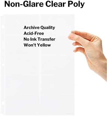 Dunwell Business Card Holder Sleeves - (10 Pack), for 200 Cards, Heavyweight Plastic Business Card Protector Sheet, Each 3-Hole Punched Sleeve Holds 20 Business Cards, Fits 3-Ring Binders