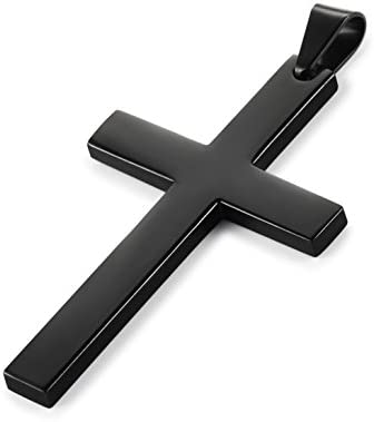 Jstyle Stainless Steel Chain Black Cross Necklace for Men Women, 24 Inch