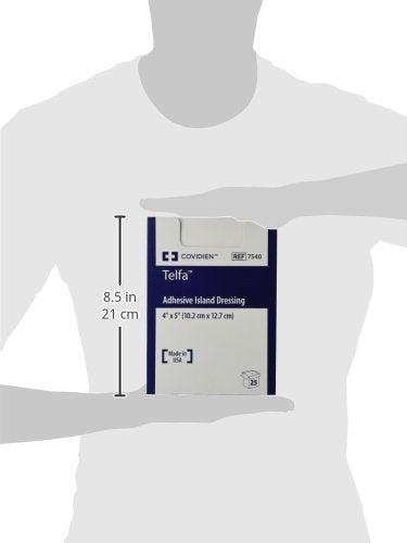 7540 Dressing Telfa Island Wound LF St Gauze 4x5" White Adhesive 25 Per Box Part No. 7540 by- Kendall Company