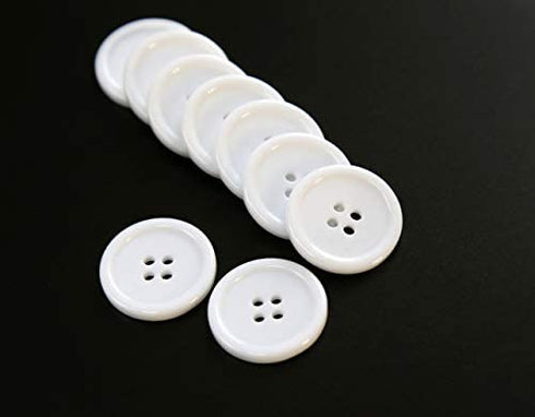 GANSSIA 1 Inch (25mm) White Buttons Flatback Resin Button for Garment Sewing DIY Craft Scrapbooking Pack of 50 Pcs