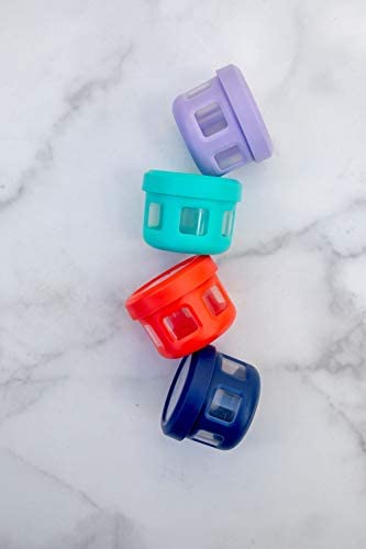 Ello Plastic Reusable Condiment Travel Containers with Screw-Top Leak Proof Lid, 5 oz, Fruit Cobbler