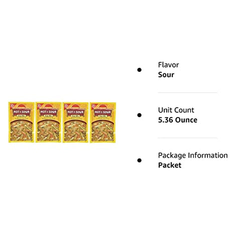 Sunbird Hot & Sour Soup Mix Packets - Asian Soup Recipe - 1.34 Ounce Each Packet (Pack of 4)