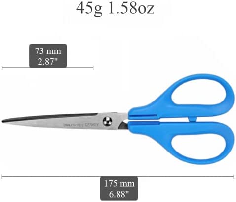 CANARY Office Scissors for Adult, Sharp Japanese Stainless Steel Blade, All Purpose Paper Scissors, Blue Handle