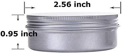 2 Ounce Aluminum Tin Jar Refillable Containers 60 ml Aluminum Screw Lid Round Tin Container Bottle for Cosmetic ,Lip Balm, Cream, 12 Pack.