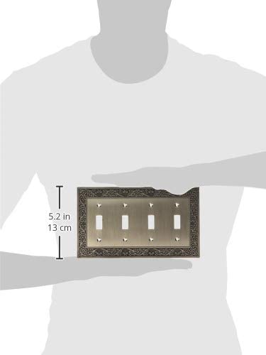 Amerelle 43T4AN English Garden Wallplate, 4 Toggle, Antique Nickel