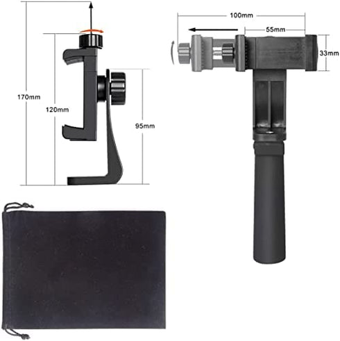 Ergonomic Anti-Falling Cell Phone Vlogging Hand Grip Stabilizer Smartphone Holder Rig Mount Video Kit w/ Safety Strap Portable Selfie Stick for iPhone Samsung (Landscape+Portrait)-Mic /Light Adapter